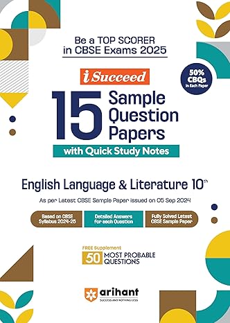 i-Succeed 15 Sample Question Papers English Language and Literature Class 10th | For CBSE Exams 2025